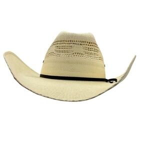 Cavender's Genuine Bangora Straw‎ Cowboy Hat Western Style Black Band